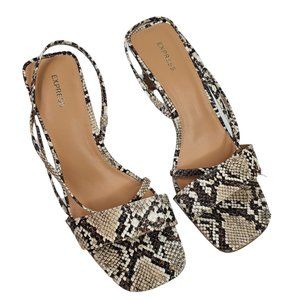 Express Square Toe Snakeskin Animal Print Strappy Heels Size 10 Worn Once $69